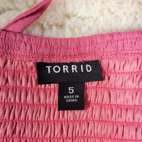 Torrid Top Women’s 5 Pink Gauze Eyelet Lace Embroidered Button Front‎ - Picture 3 of 9